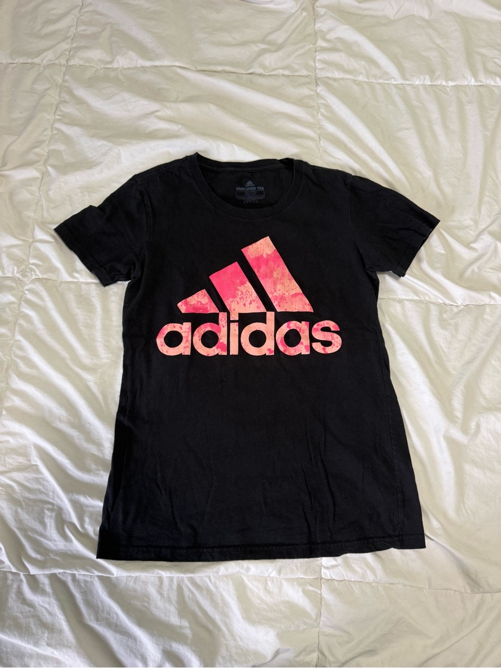 adidas Black Tee with Pink Gradient Logo